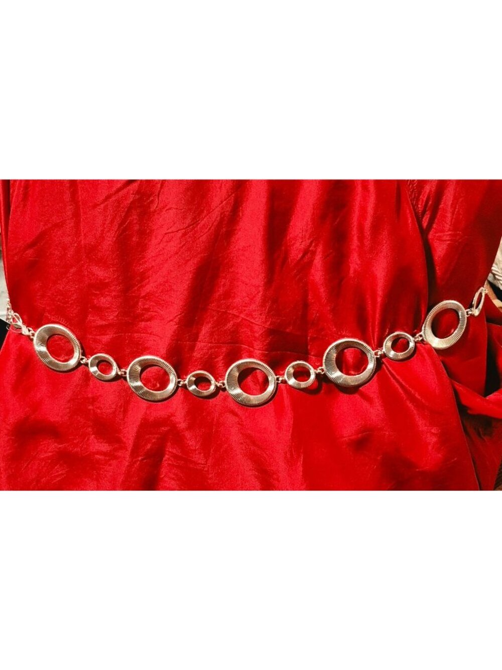 Ashley Stewart Circles Adjustable Gold Tone Chain Belt 3x-4x NWT